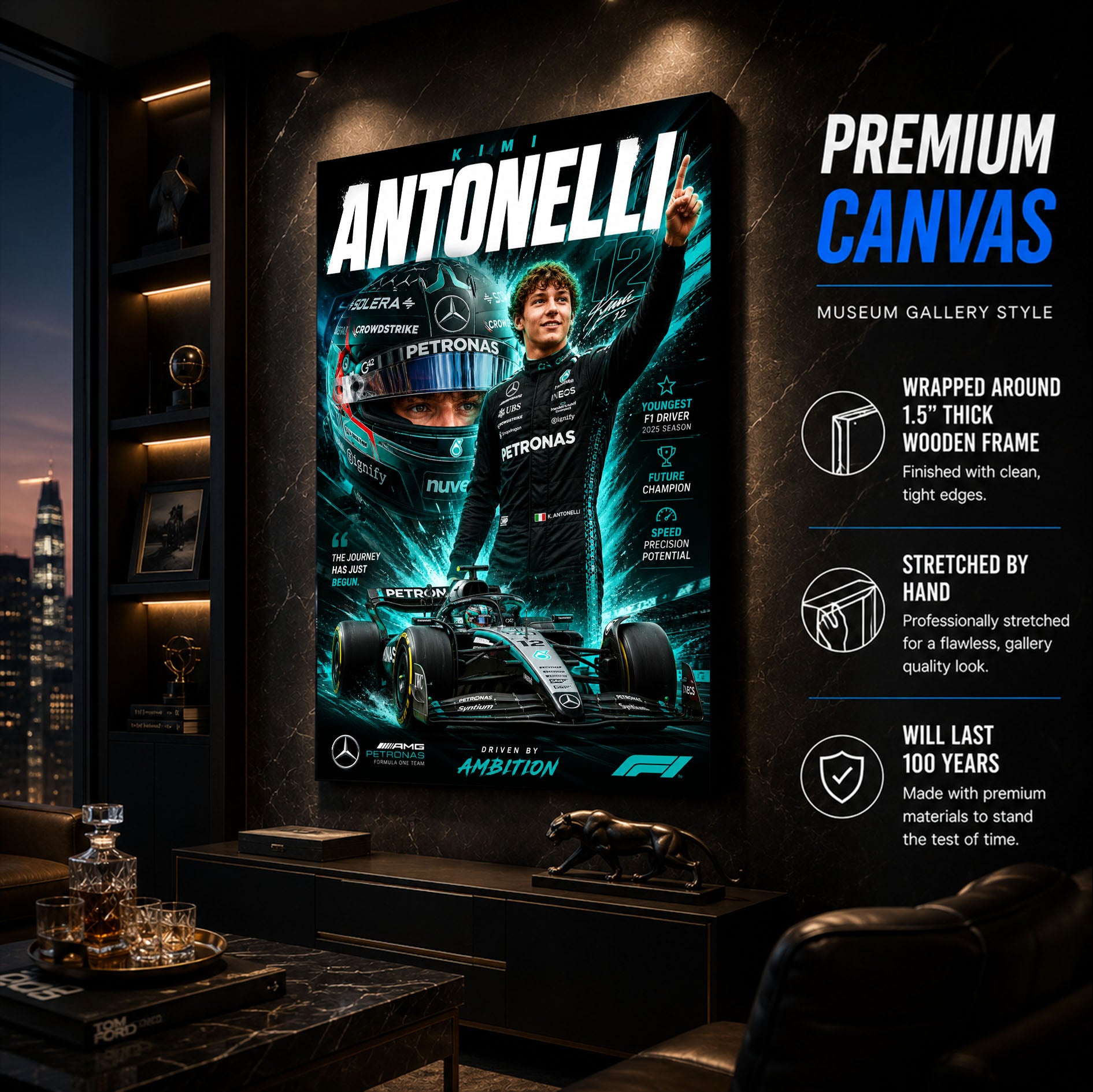 Kimi Antonelli Poster & Canvas – Italian Racing Formula 1 Motorsport Wall Art