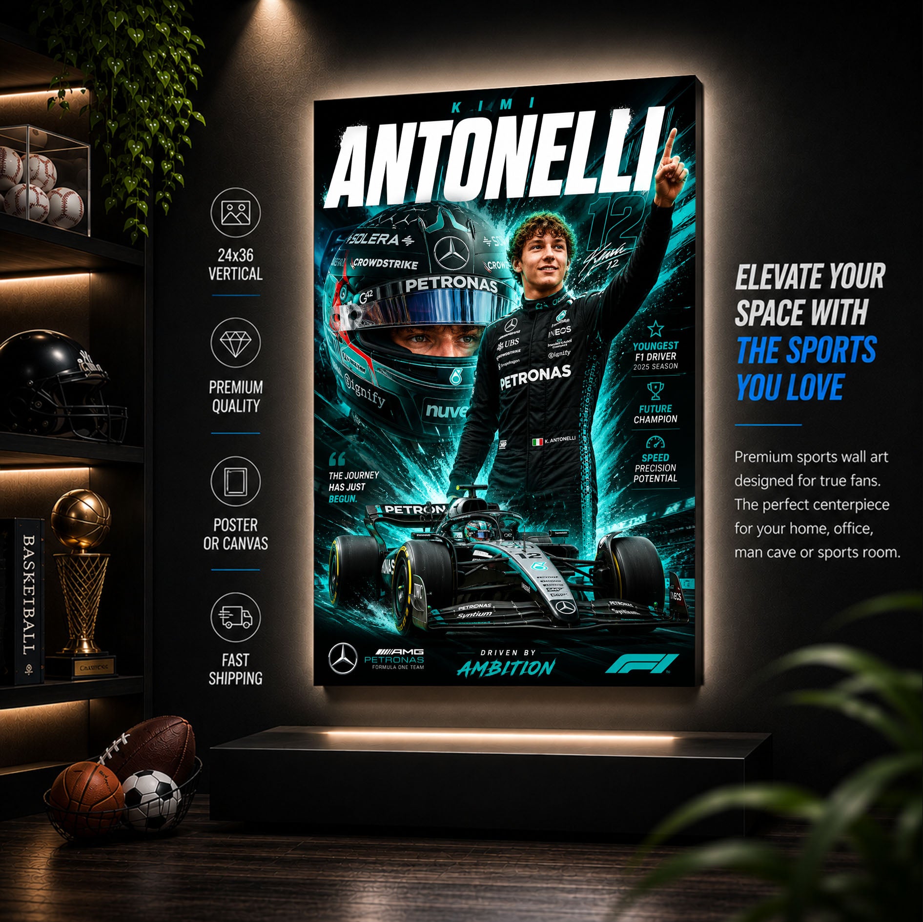 Kimi Antonelli Poster & Canvas – Italian Racing Formula 1 Motorsport Wall Art