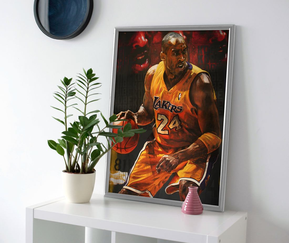 Kobe Bryant Dribble Painting Poster or Canvas Wall Art