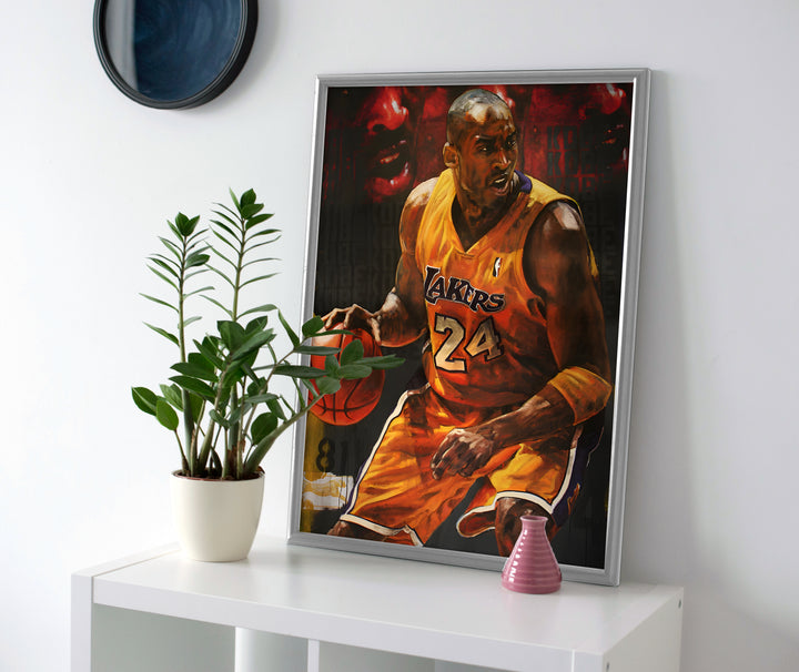 Kobe Bryant Dribble Painting Poster or Canvas Wall Art