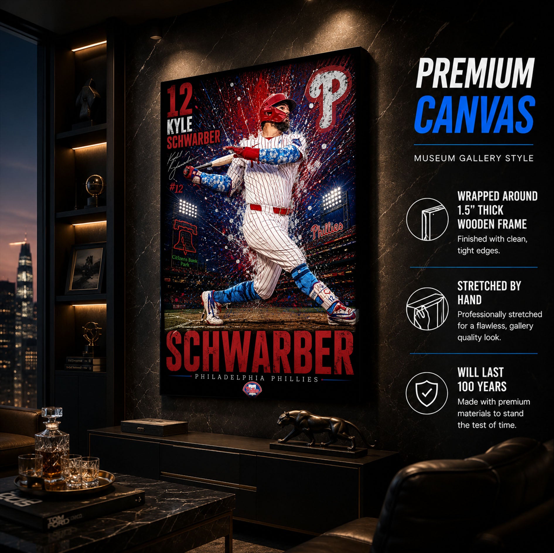 Kyle Schwarber Phillies Poster or Canvas Wall Art