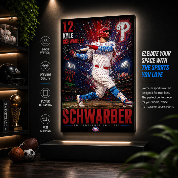 Kyle Schwarber Phillies Poster or Canvas Wall Art