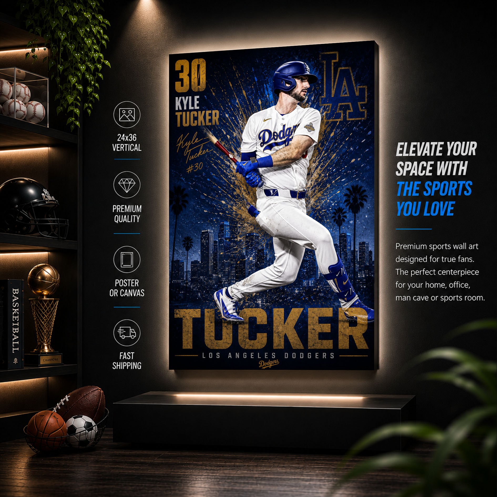 Kyle Tucker Dodgers Poster or Canvas Wall Art