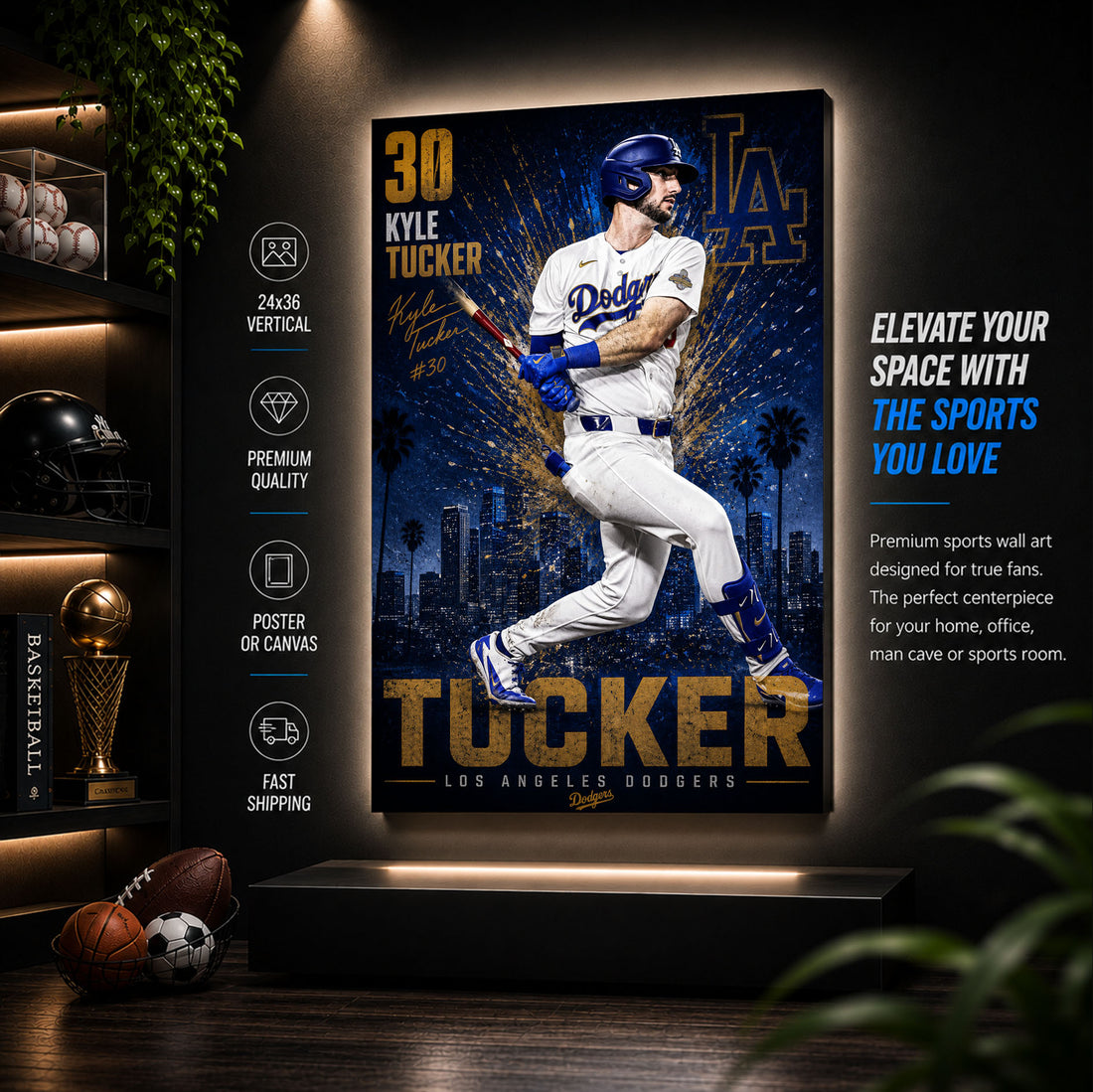 Kyle Tucker Dodgers Poster or Canvas Wall Art