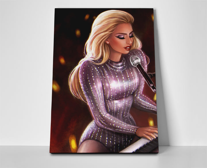 lady gaga piano poster canvas wall art painting artwork