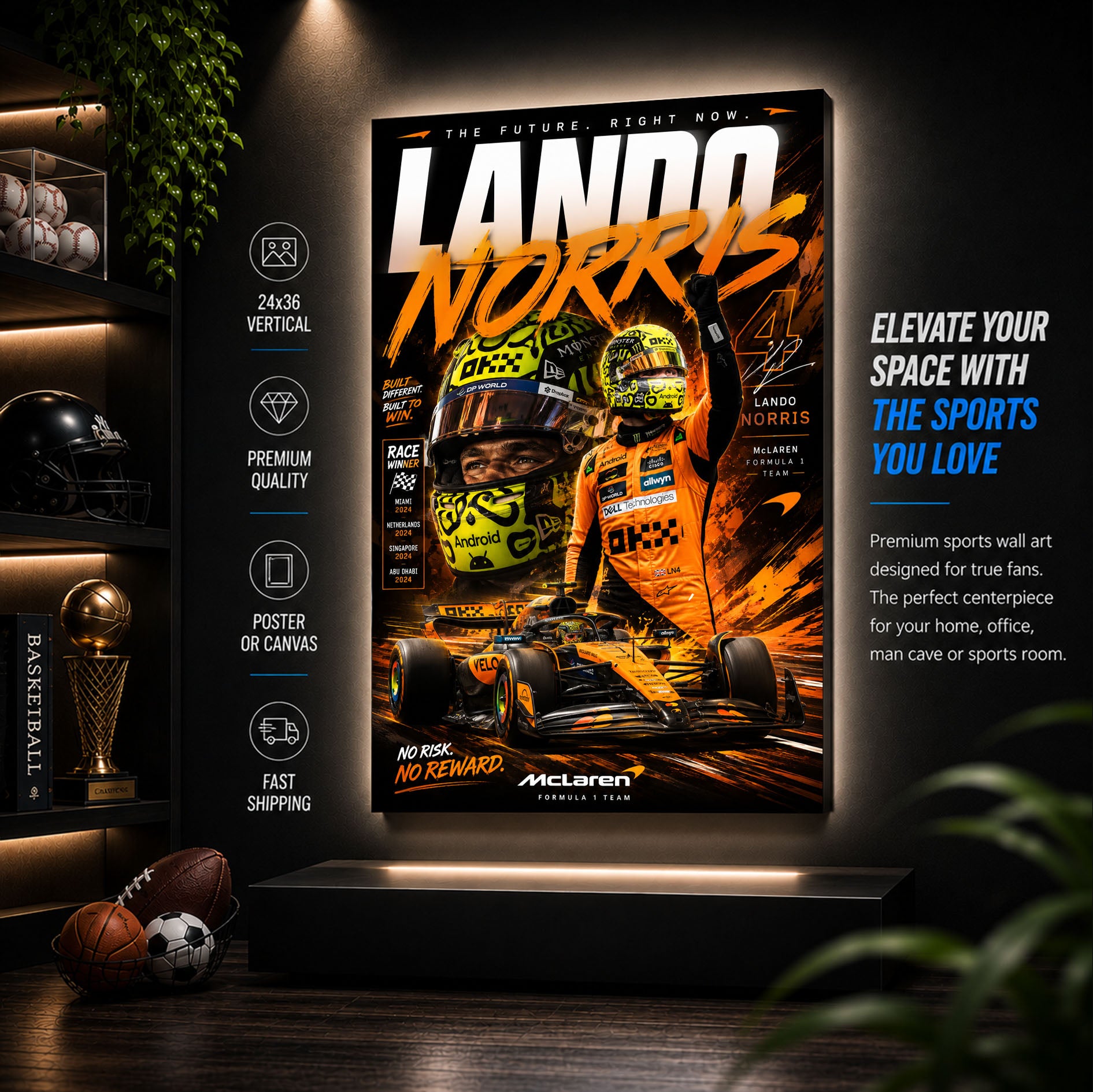 Lando Norris Poster & Canvas – British Racing Formula 1 Motorsport Wall Art