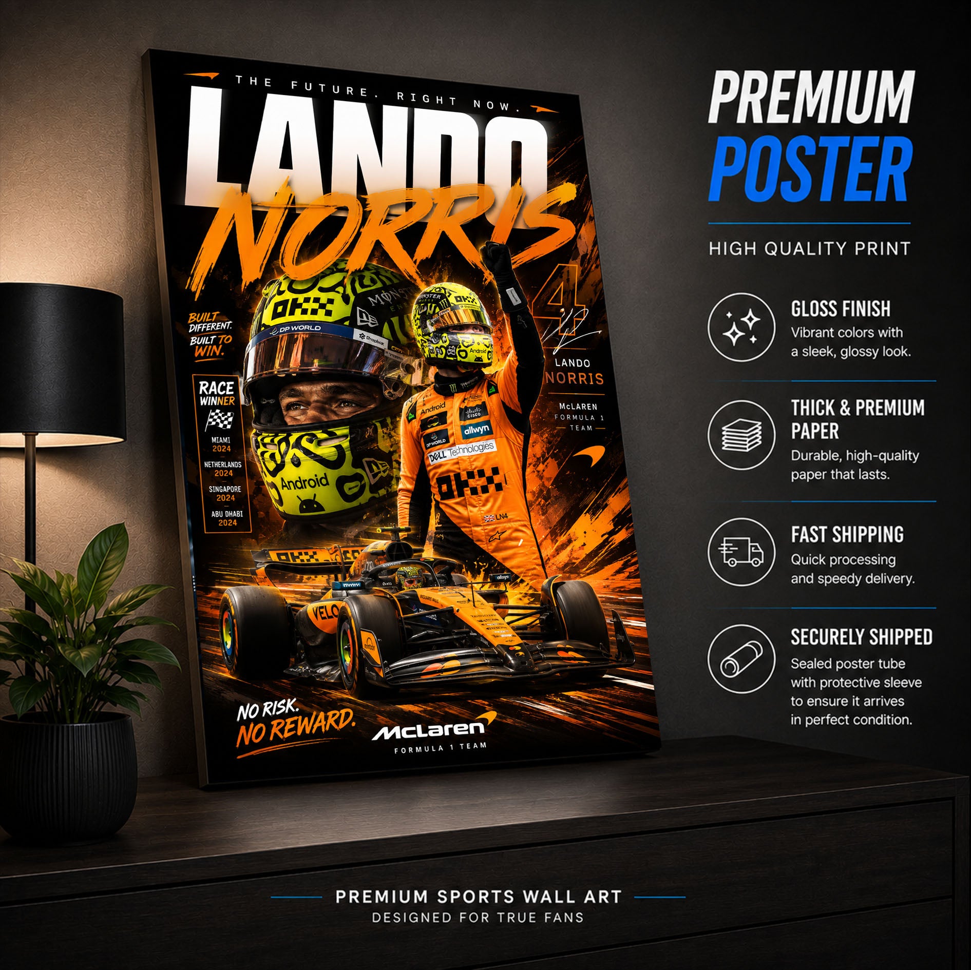 Lando Norris Poster & Canvas – British Racing Formula 1 Motorsport Wall Art