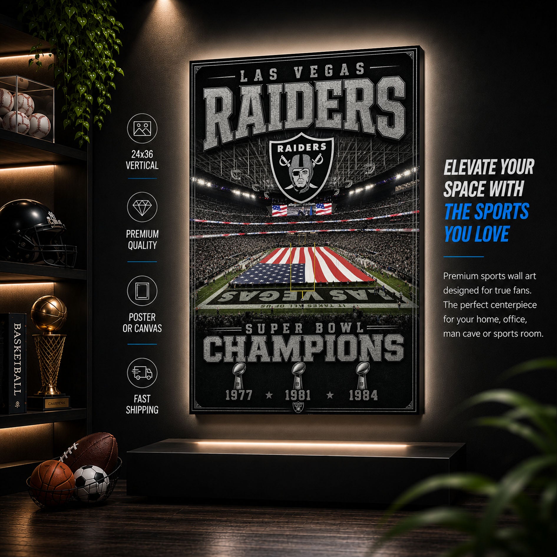Las Vegas Raiders Stadium Fan Poster or Canvas Wall Art
