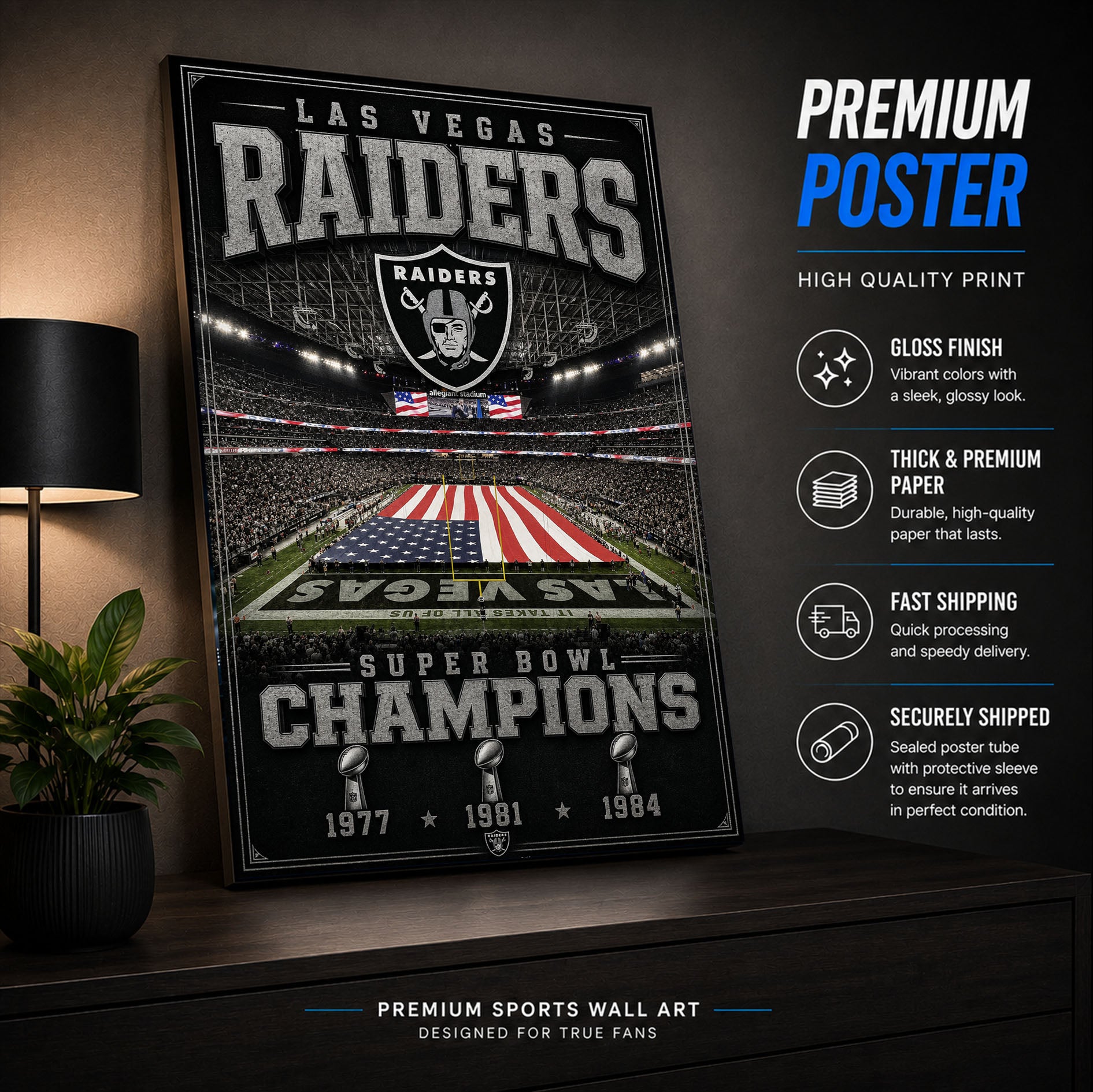Las Vegas Raiders Stadium Fan Poster or Canvas Wall Art