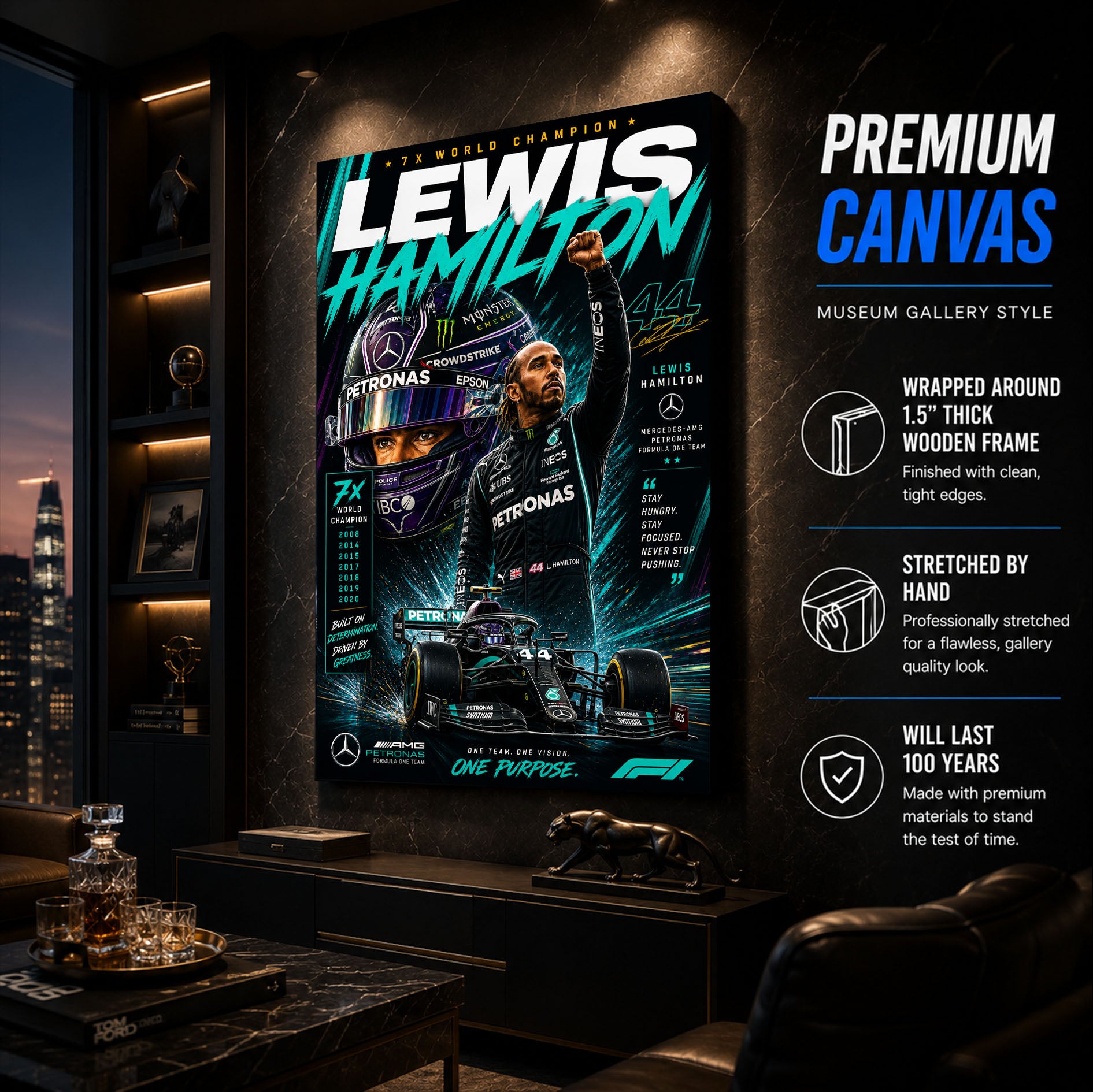Lewis Hamilton Mercedes Poster & Canvas – Formula 1 Racing Legend Wall Art