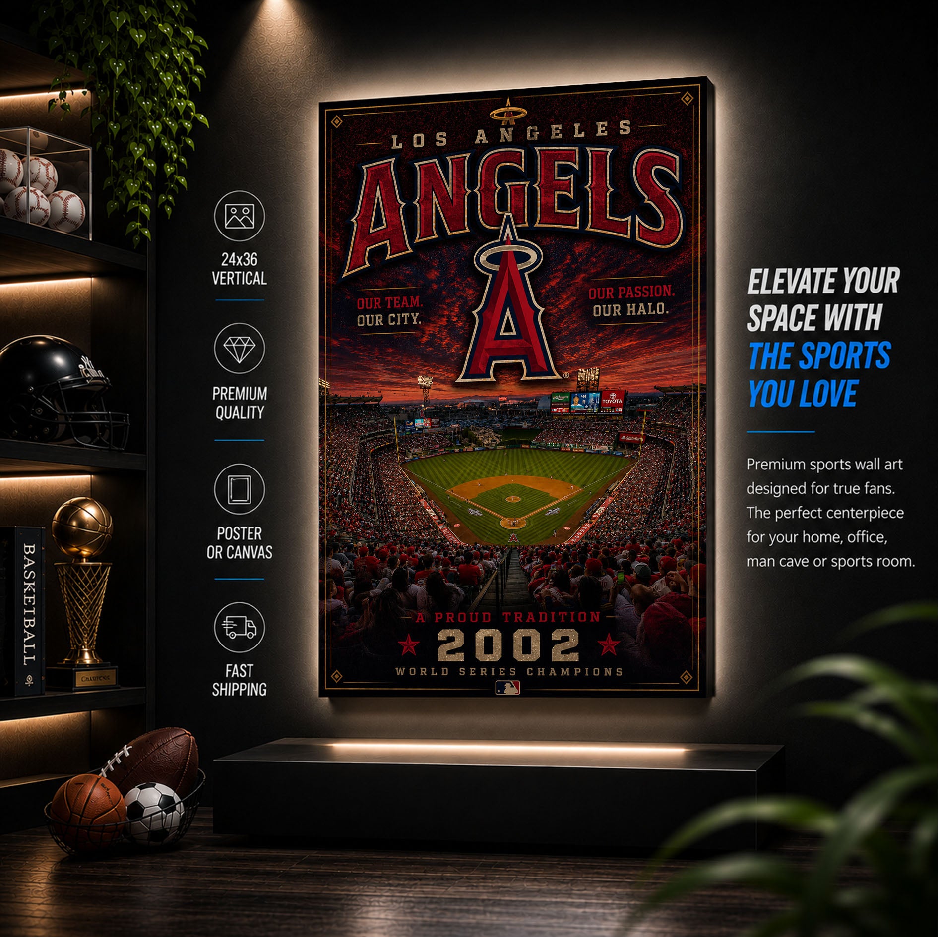 Los Angeles Angels Stadium Fan Poster or Canvas Wall Art