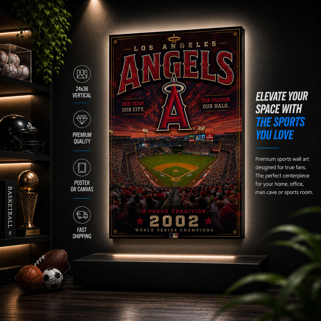 Los Angeles Angels Stadium Fan Poster or Canvas Wall Art