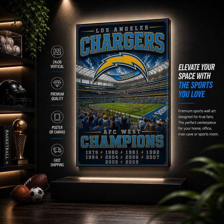 Los Angeles Chargers Stadium Fan Poster or Canvas Wall Art