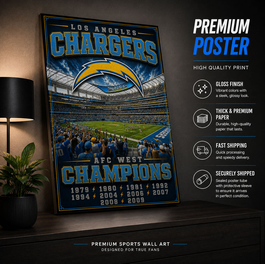 Los Angeles Chargers Stadium Fan Poster or Canvas Wall Art