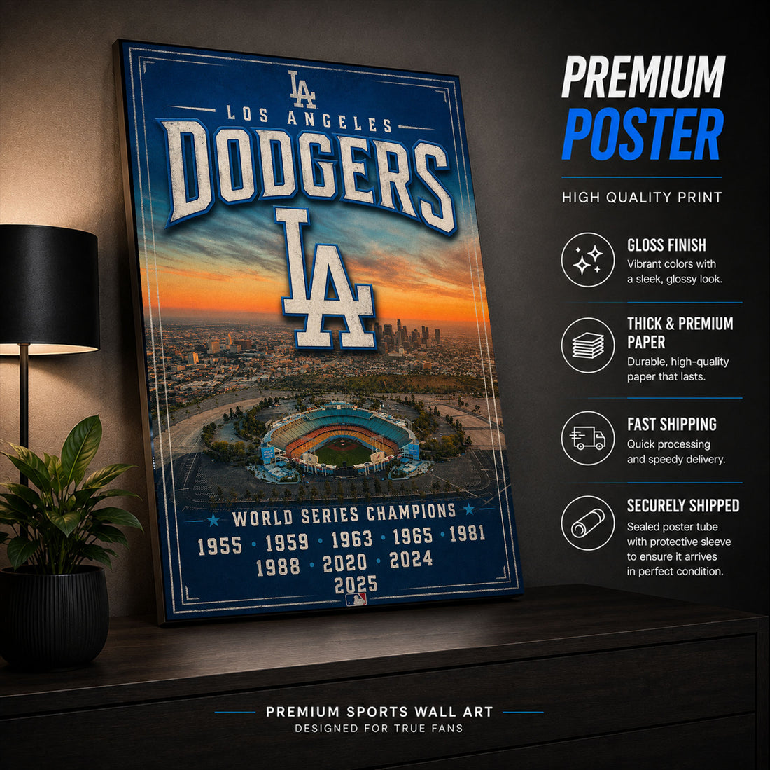 Los Angeles Dodgers Stadium Fan Poster or Canvas Wall Art