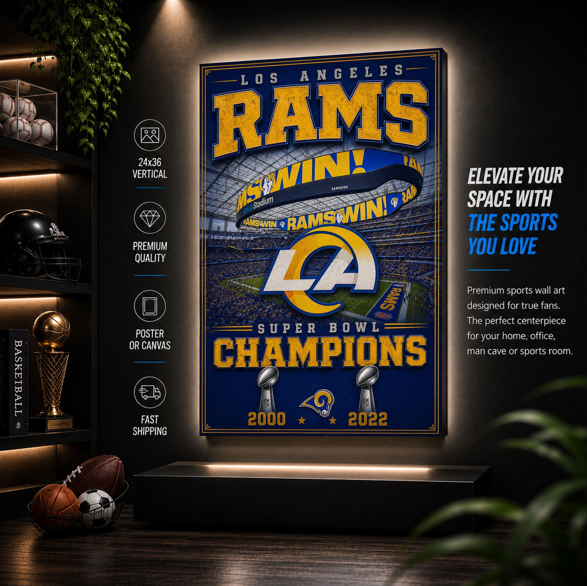 Los Angeles Rams Stadium Fan Poster or Canvas Wall Art