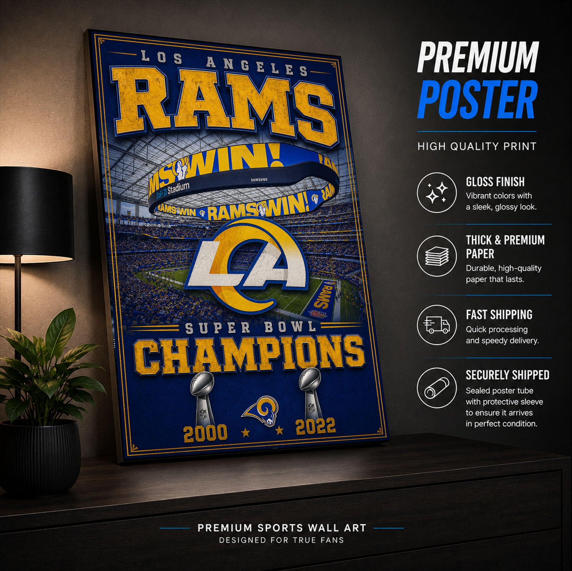 Los Angeles Rams Stadium Fan Poster or Canvas Wall Art