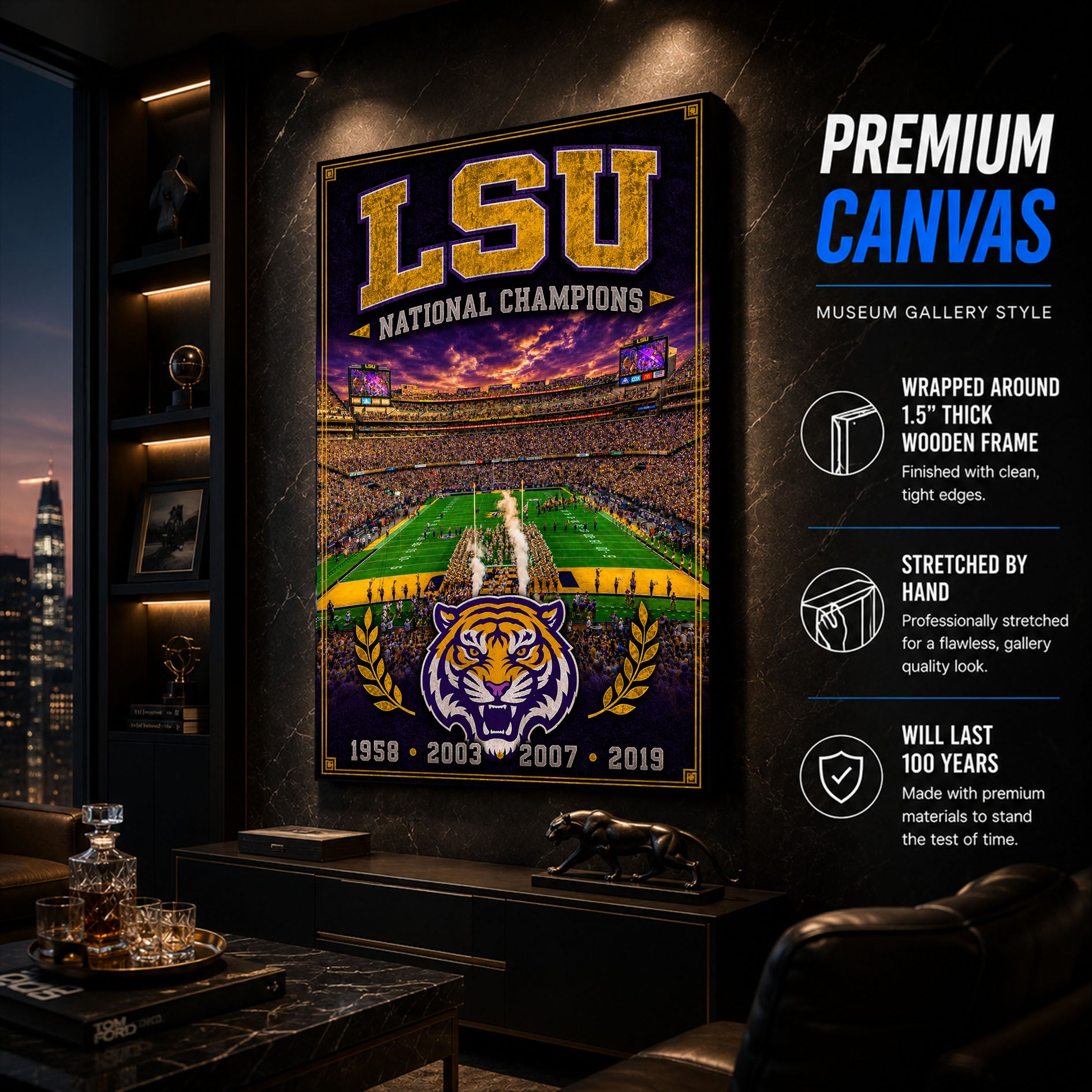 LSU Football Stadium Fan Poster or Canvas Wall Art
