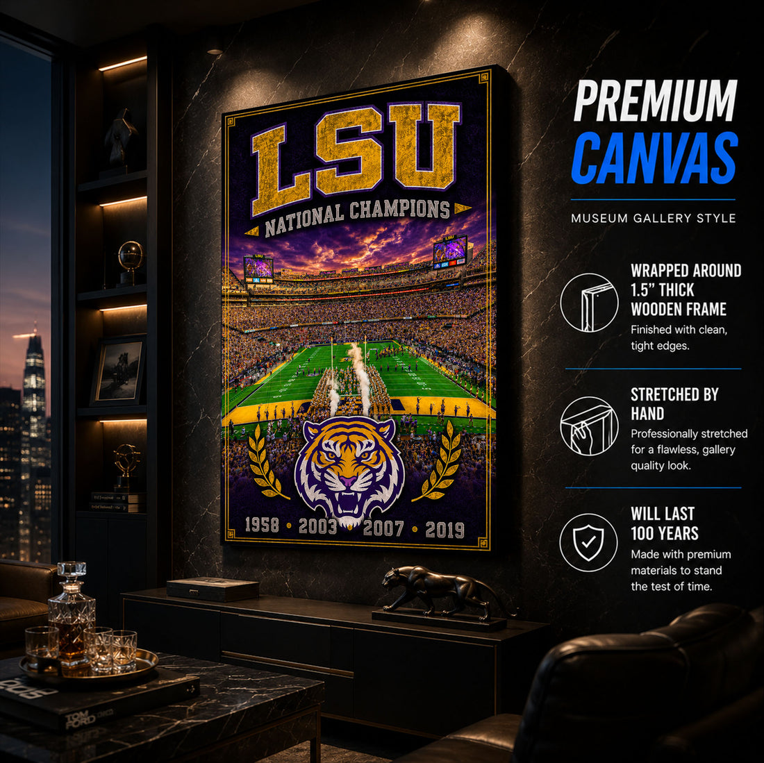 LSU Football Stadium Fan Poster or Canvas Wall Art