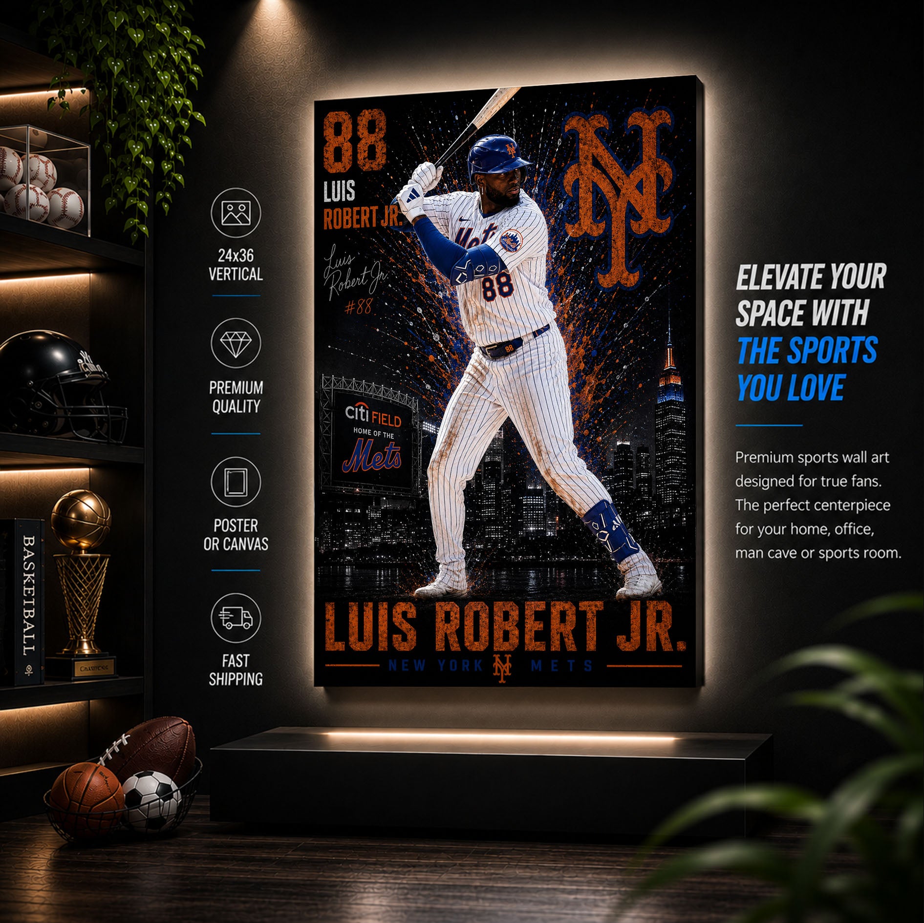 Luis Robert Jr Mets Poster or Canvas Wall Art