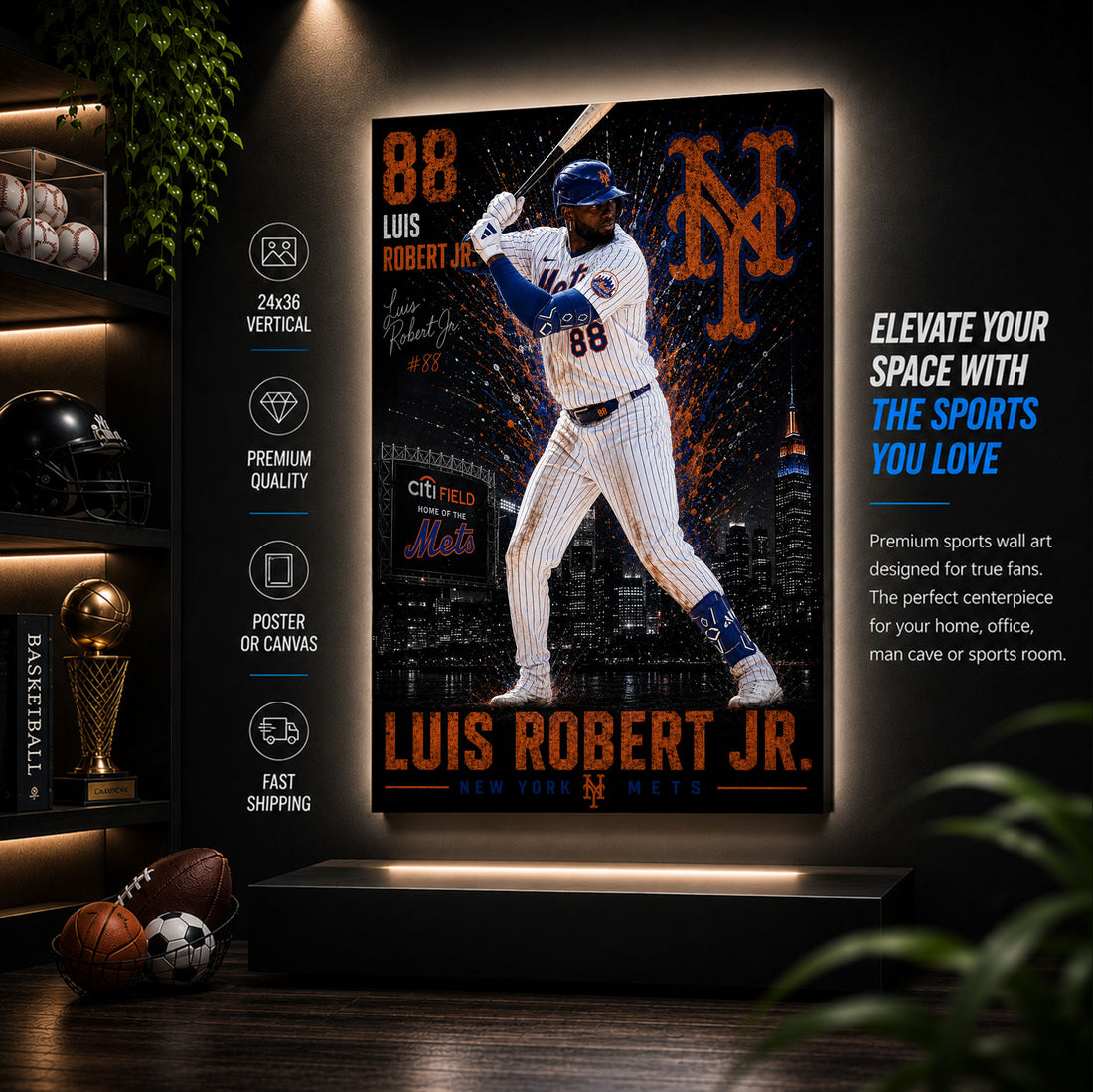 Luis Robert Jr Mets Poster or Canvas Wall Art