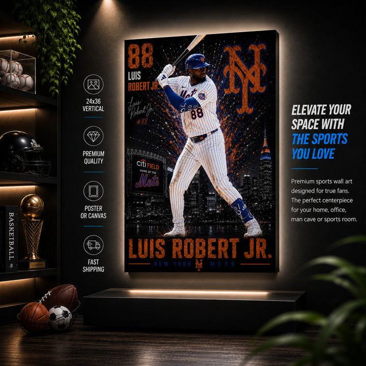 Luis Robert Jr Mets Poster or Canvas Wall Art