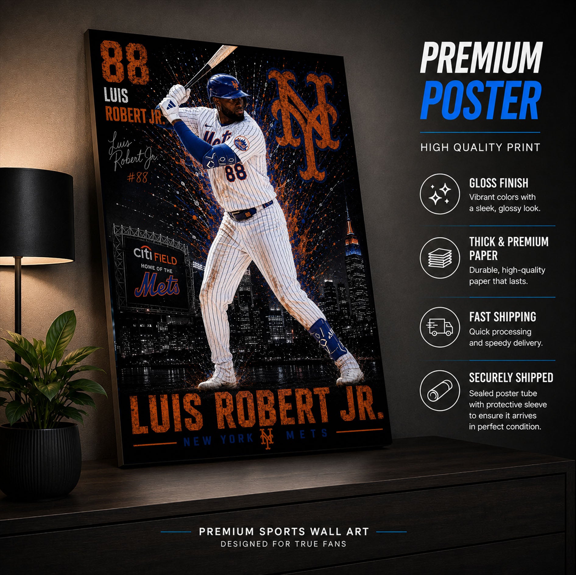 Luis Robert Jr Mets Poster or Canvas Wall Art