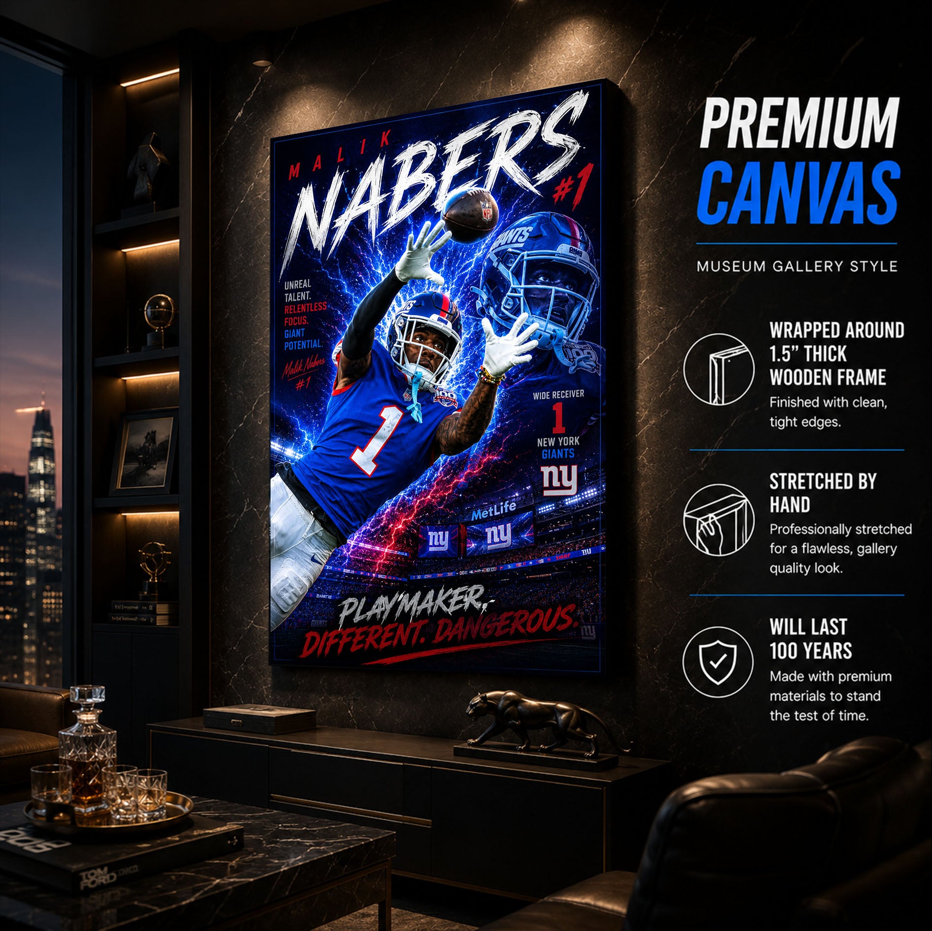 Malik Nabers Giants Fan Poster or Canvas Wall Art
