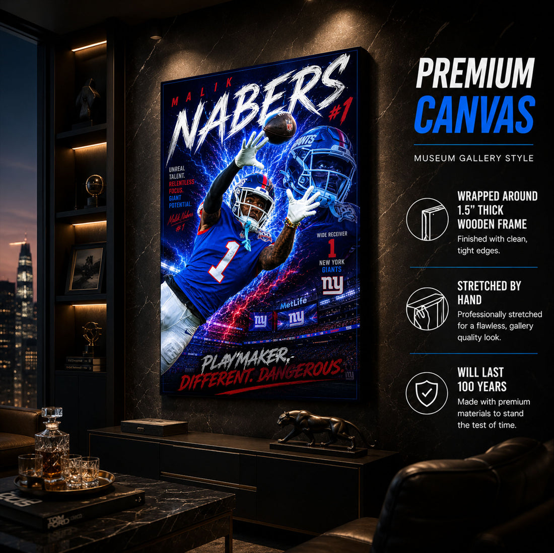 Malik Nabers Giants Fan Poster or Canvas Wall Art