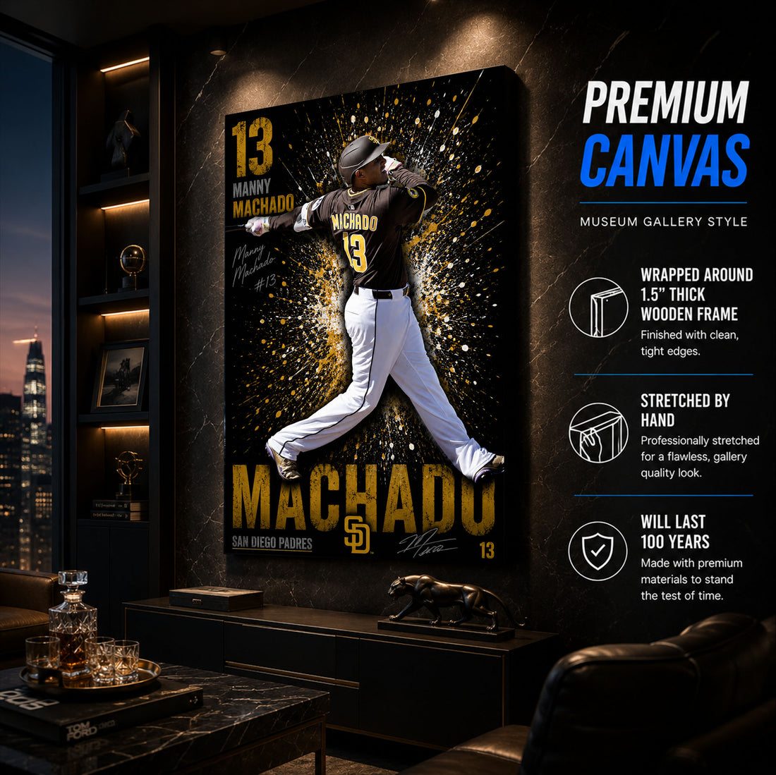 Manny Machado Padres Poster or Canvas Wall Art
