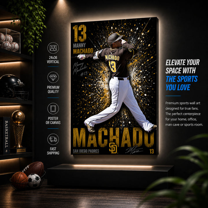 Manny Machado Padres Poster or Canvas Wall Art