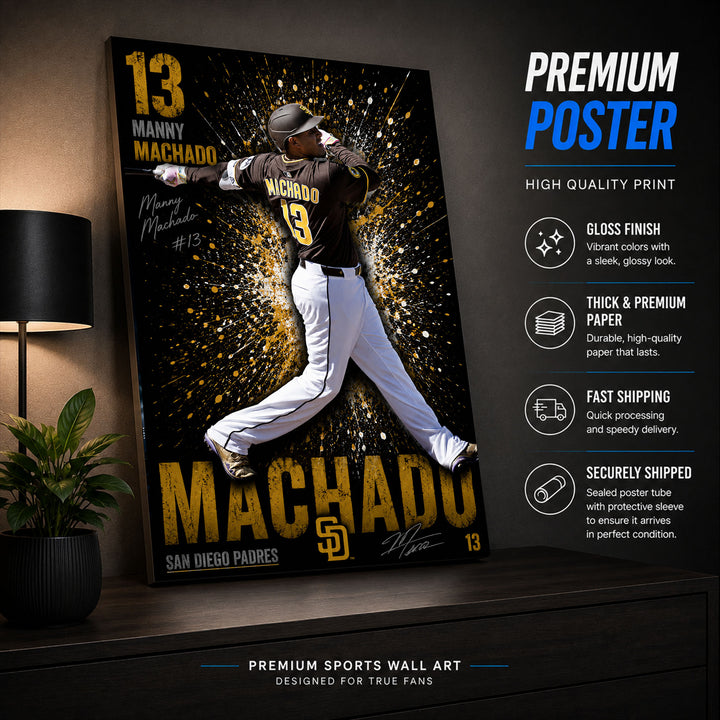 Manny Machado Padres Poster or Canvas Wall Art