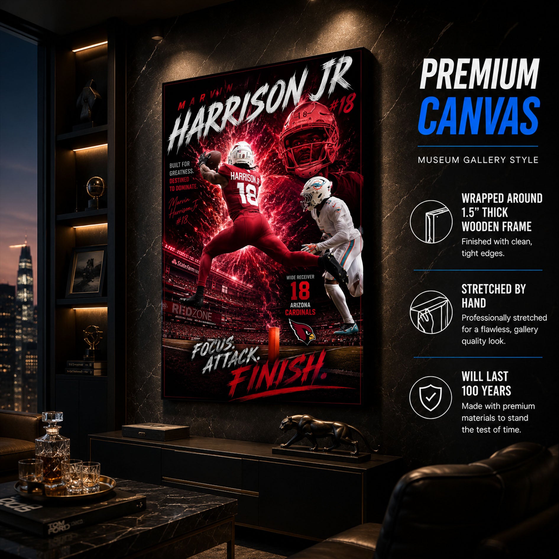 Marvin Harrison Jr Cardinals Fan Poster or Canvas Wall Art