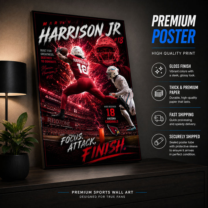Marvin Harrison Jr Cardinals Fan Poster or Canvas Wall Art