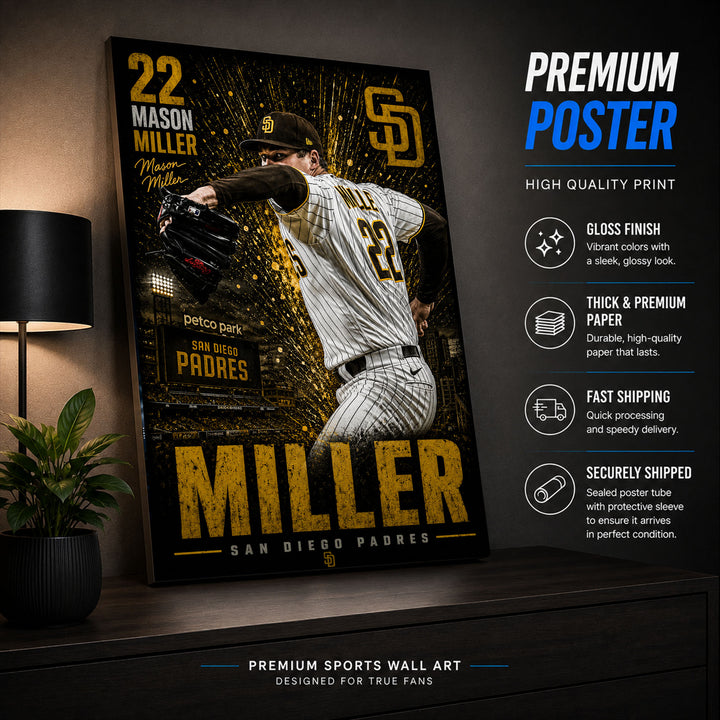 Mason Miller Padres Poster or Canvas Wall Art