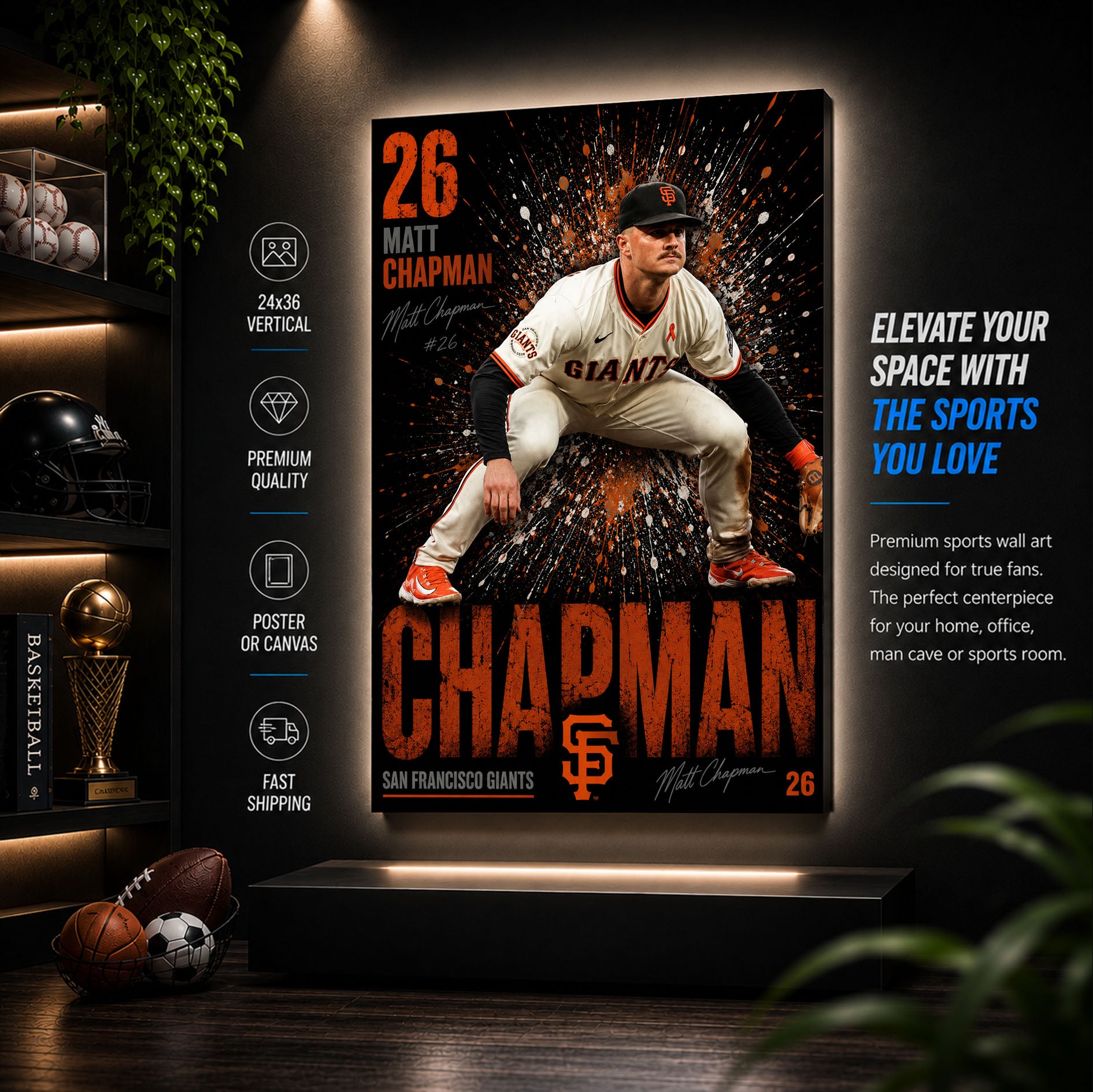 Matt Chapman Giants Poster or Canvas Wall Art