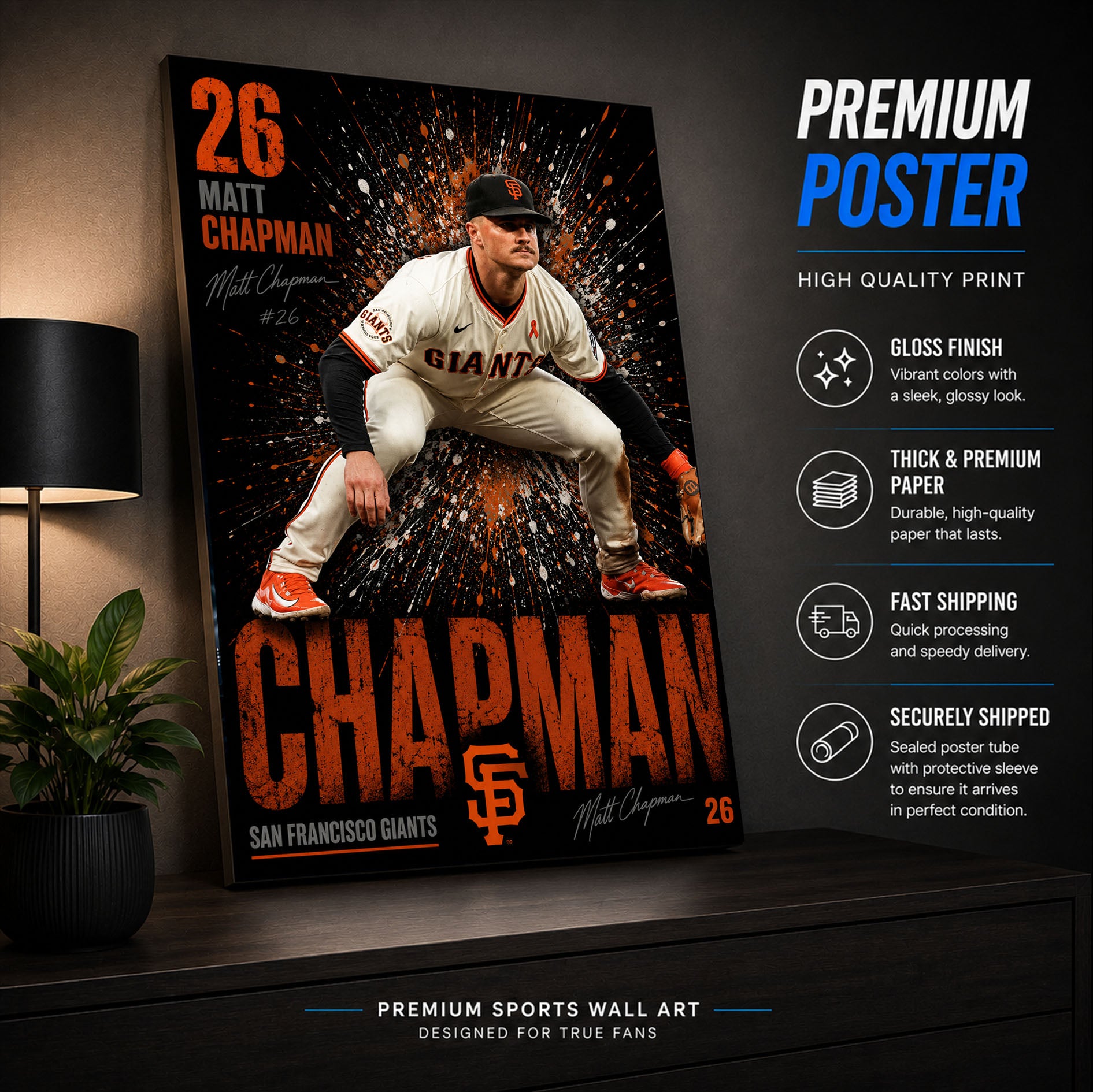 Matt Chapman Giants Poster or Canvas Wall Art