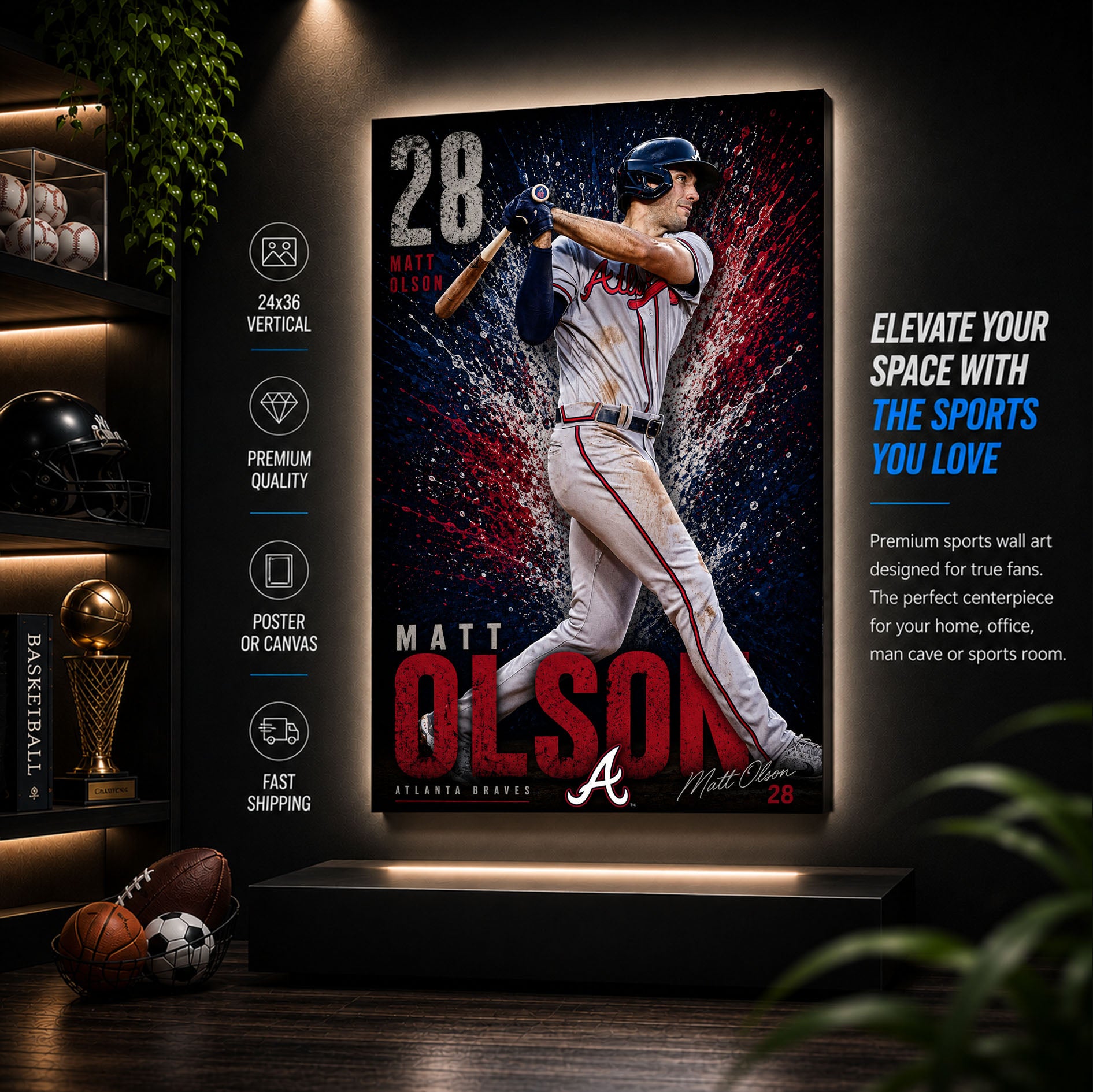 Matt Olson Braves Poster or Canvas Wall Art