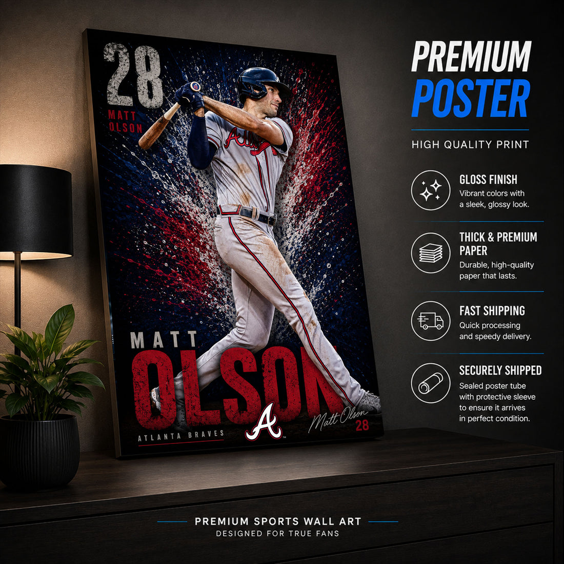 Matt Olson Braves Poster or Canvas Wall Art