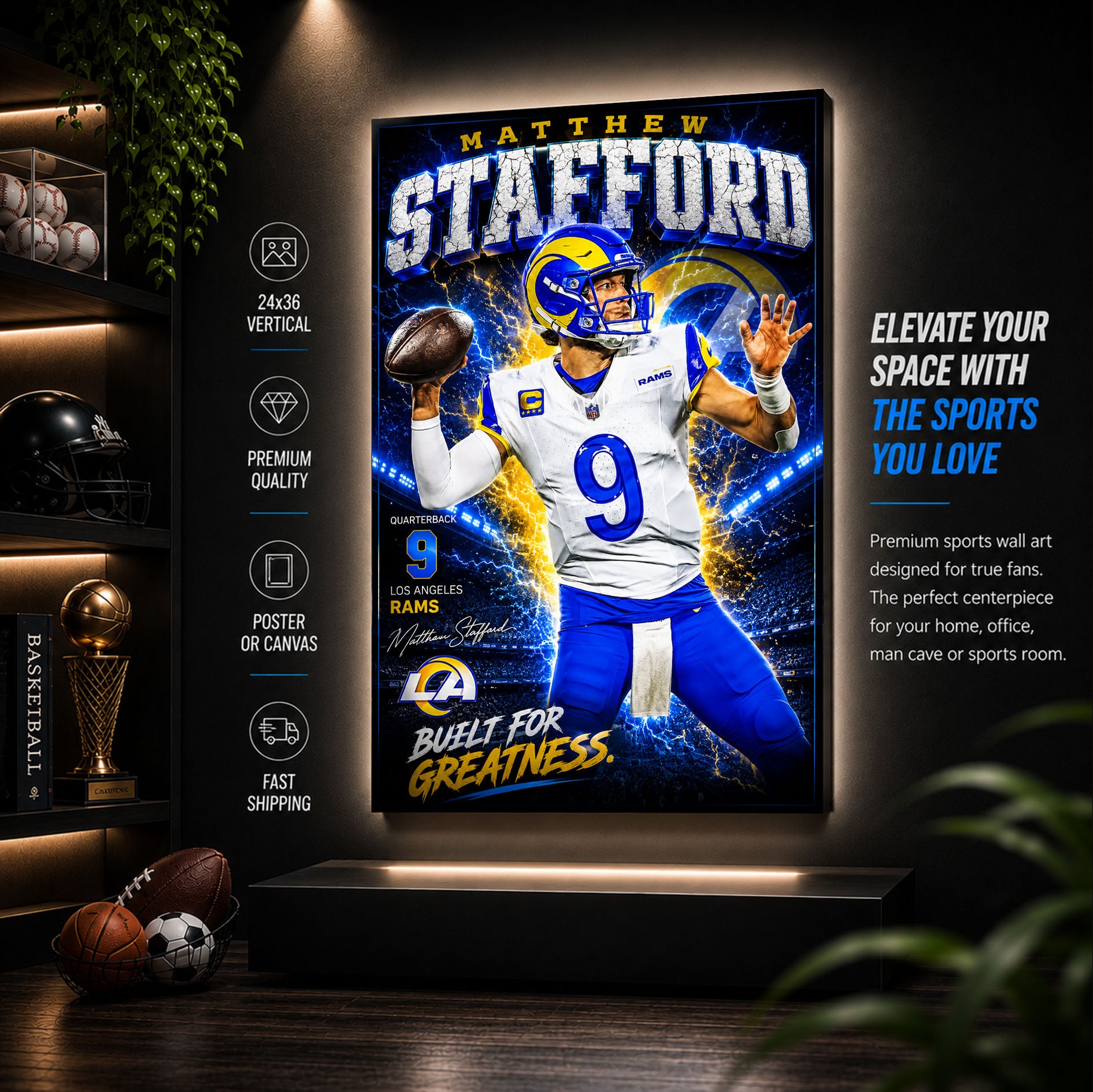 Matthew Stafford Rams Fan Poster or Canvas Wall Art
