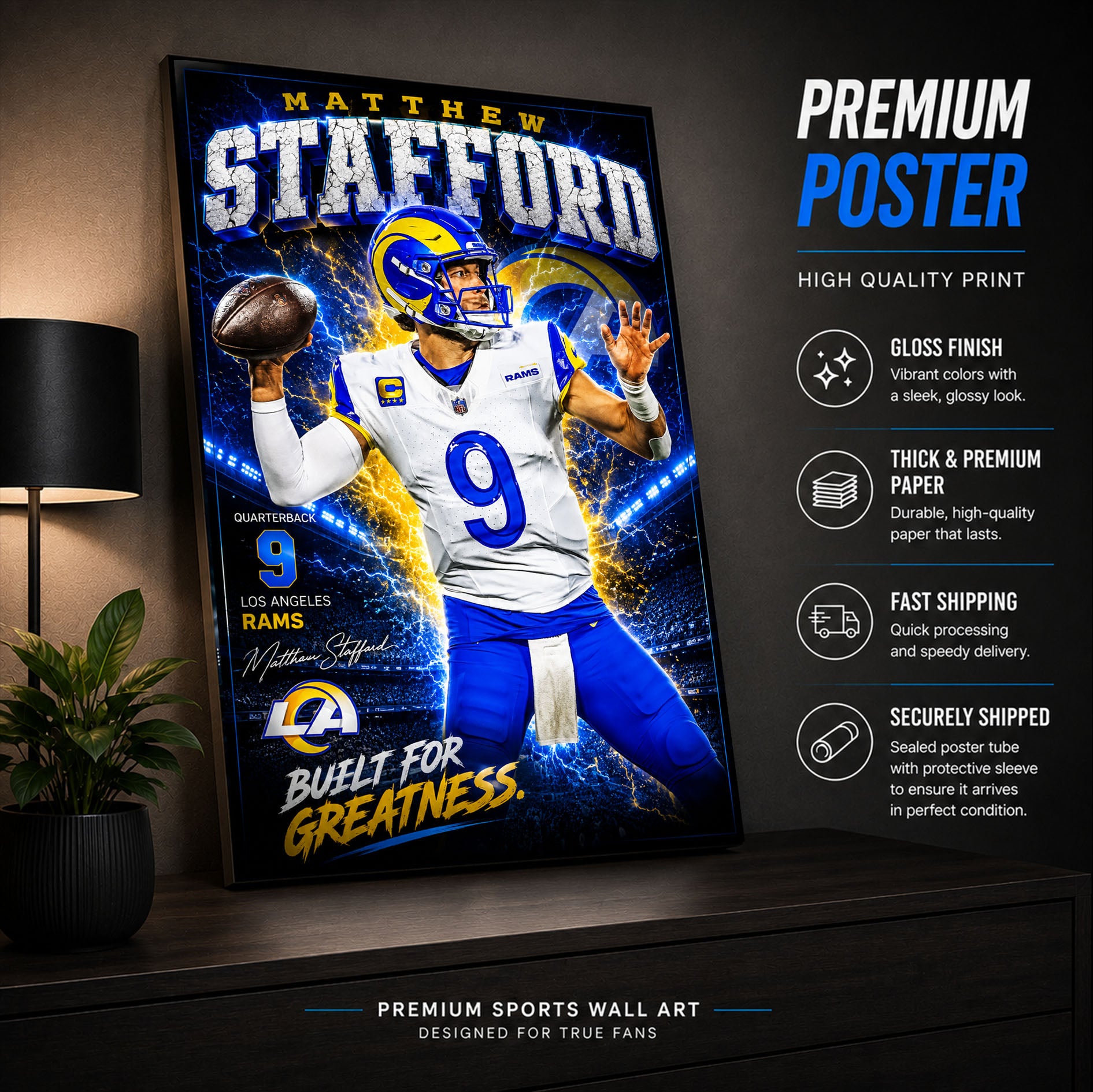 Matthew Stafford Rams Fan Poster or Canvas Wall Art