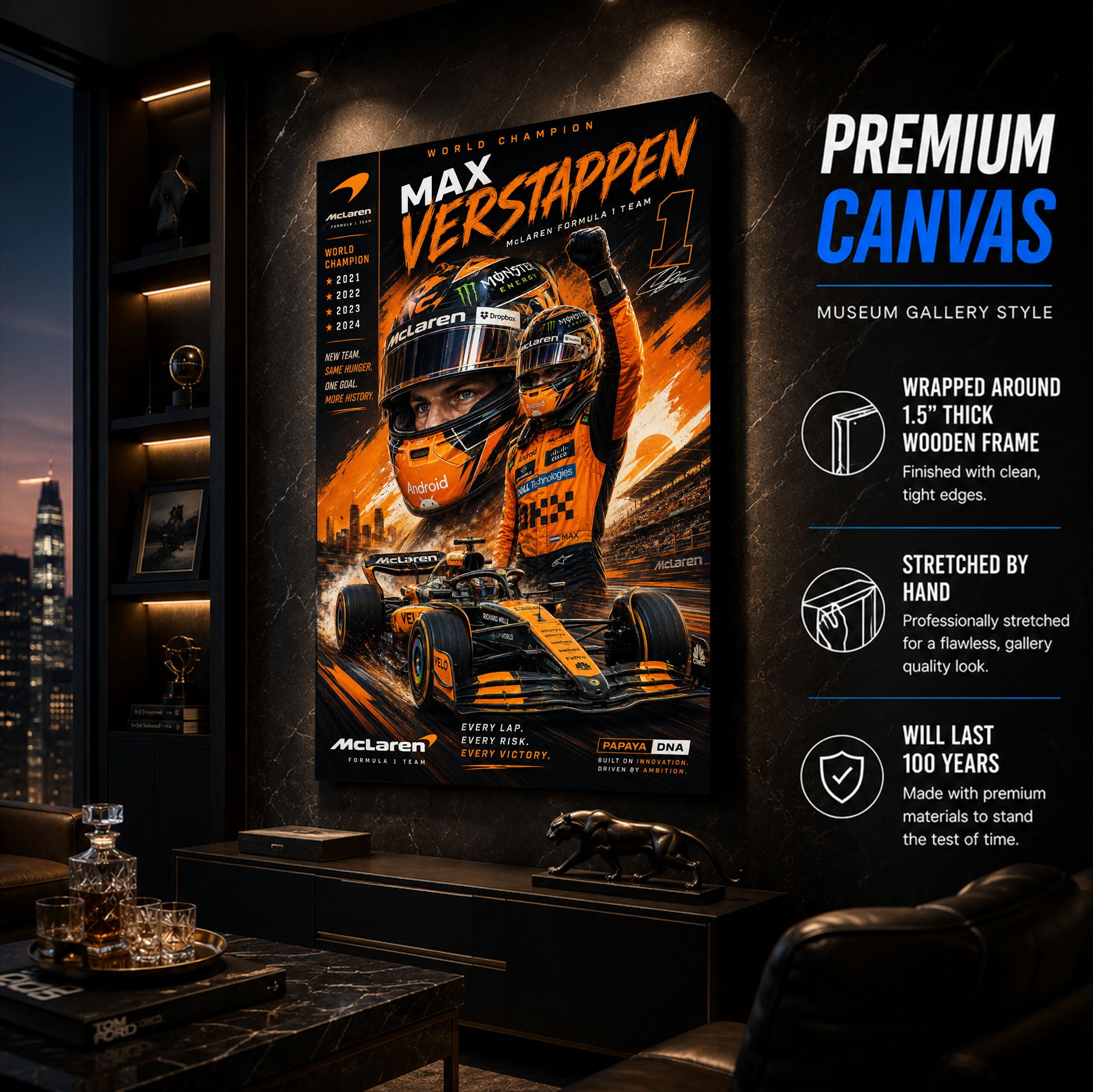 Max Verstappen McLaren Poster & Canvas – Formula 1 World Champion Wall Art
