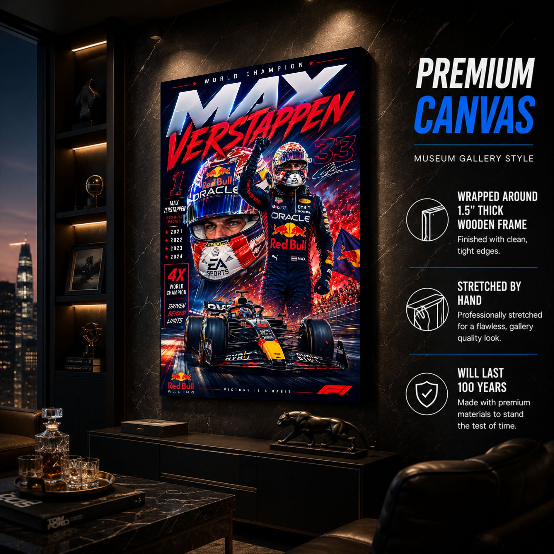 Max Verstappen Poster & Canvas – Red Bull Racing Formula 1 World Champion Wall Art