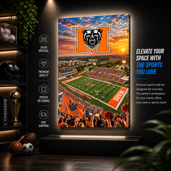 Mercer Football Stadium Poster or Canvas Wall Art