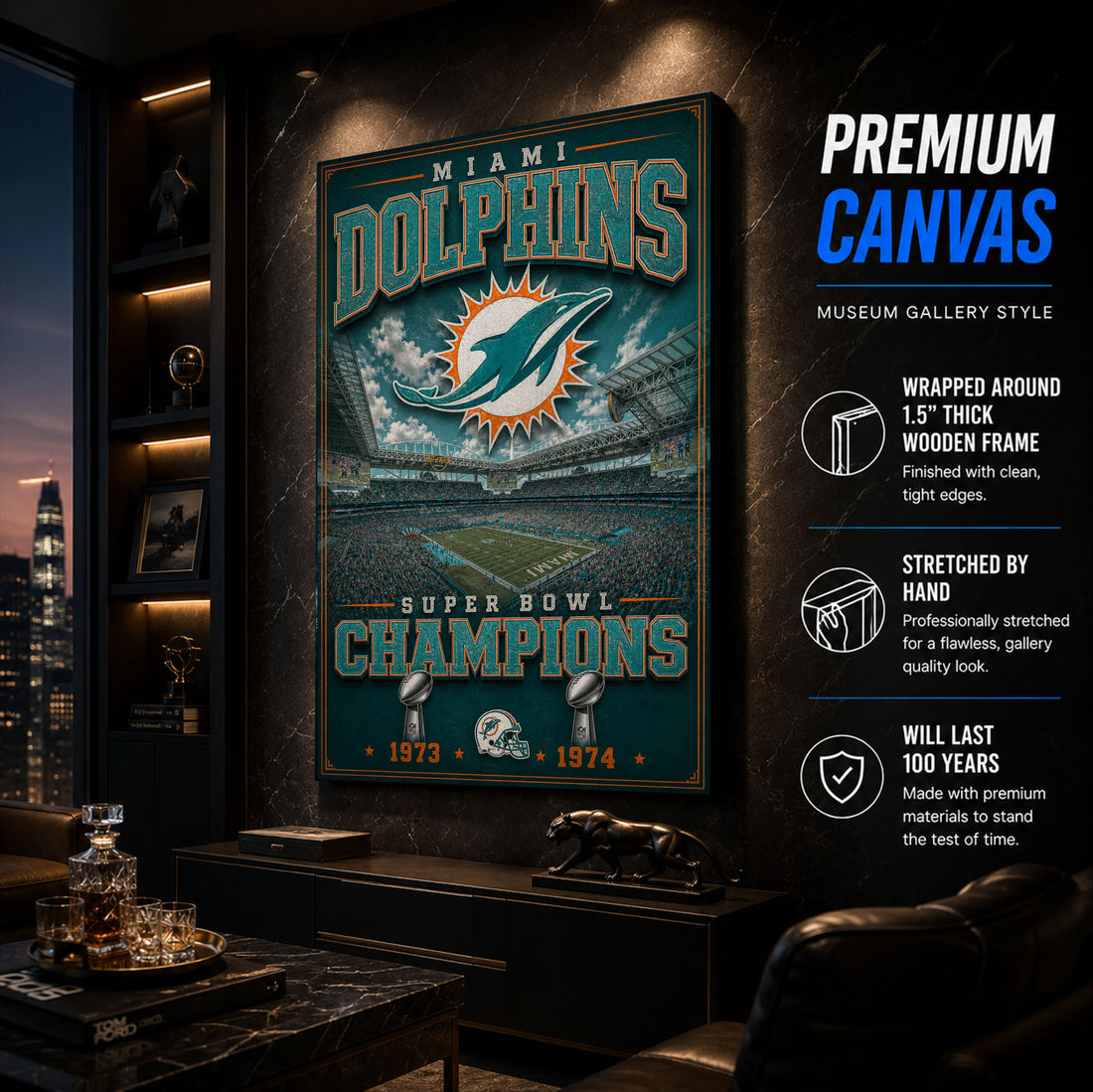 Miami Dolphins Stadium Fan Poster or Canvas Wall Art