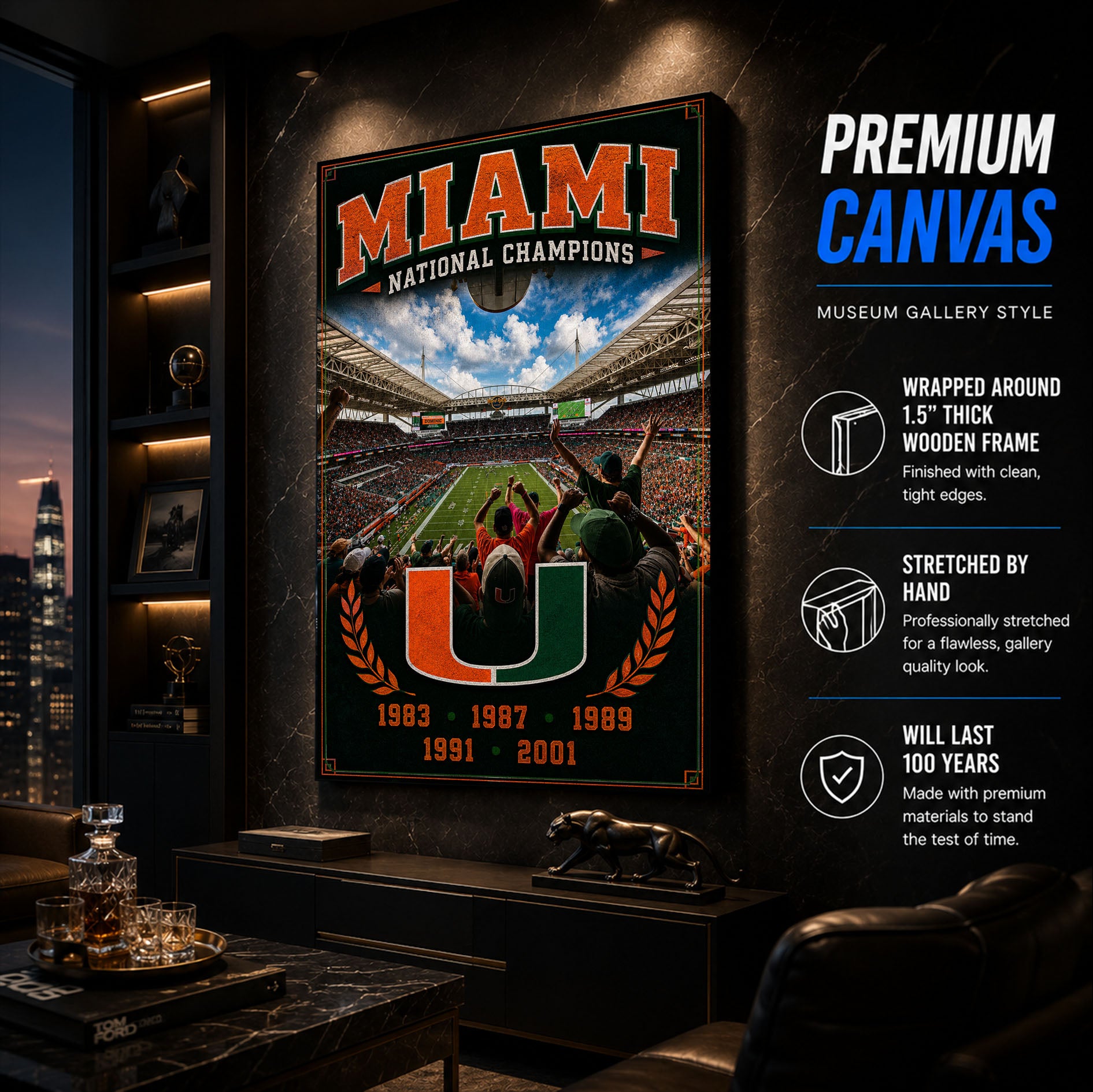Miami Hurricanes Football Stadium Fan Poster or Canvas Wall Art