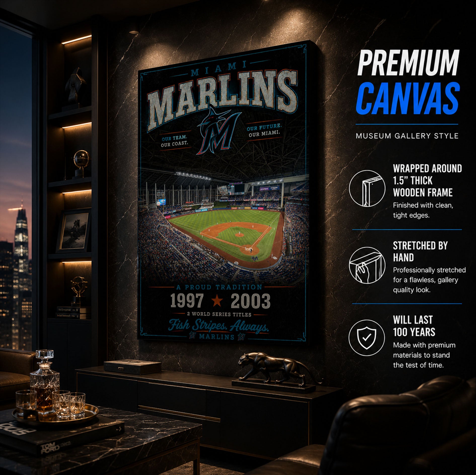 Miami Marlins Stadium Fan Poster or Canvas Wall Art
