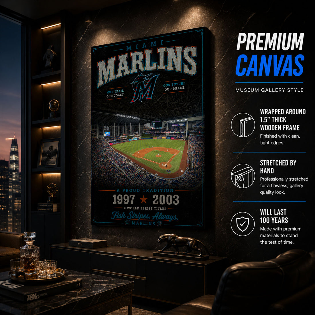 Miami Marlins Stadium Fan Poster or Canvas Wall Art