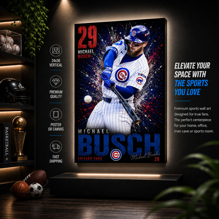 Michael Busch Cubs Poster or Canvas Wall Art
