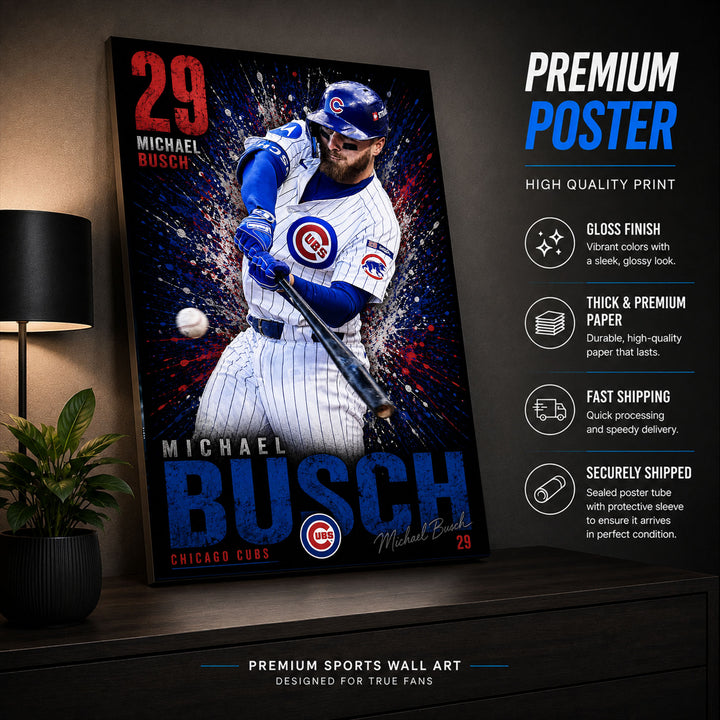 Michael Busch Cubs Poster or Canvas Wall Art